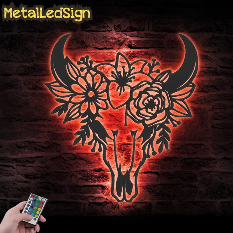 Flower-Cow-Skull-Farmhouse-Metal-Wall-Art-LED-Light-7.jpg