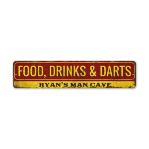 Food-Drinks-And-Dart-Premium-Quality-Rustic-Metal-Sign-2