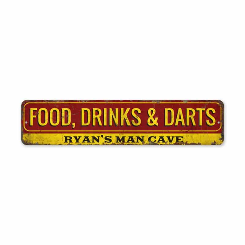 Food-Drinks-And-Dart-Premium-Quality-Rustic-Metal-Sign-2