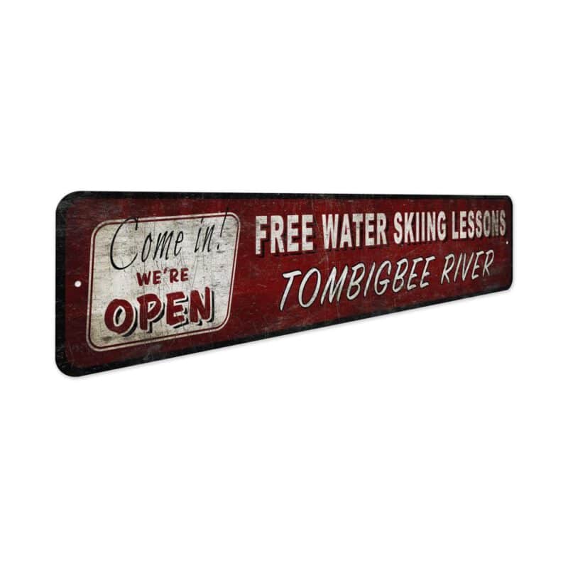 Free-Water-Ski-Lesson-Premium-Quality-Rustic-Metal-Sign-3