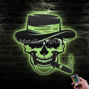 Gangter-Sugar-Skull-Cigar-Metal-Wall-Art-Led-Light-6