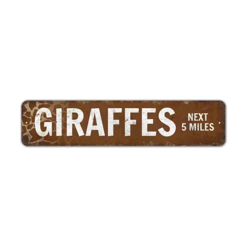 Giraffes-Next-5-Miles-Premium-Quality-Rustic-Metal-Sign-2