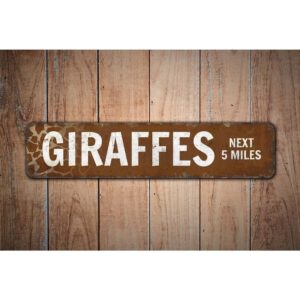 Giraffes-Next-5-Miles-Premium-Quality-Rustic-Metal-Sign-Images