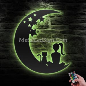 Girl-And-Cat-On-The-Moon-Metal-Wall-Art-With-Led-Light-6