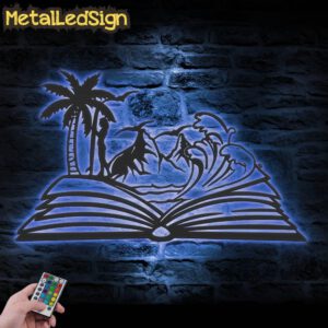 Girl-Beach-Scene-on-the-Book-Lover-Metal-Wall-Art-LED-Light-3.jpg