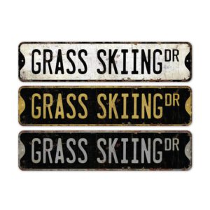 Grass-Skiing-Premium-Quality-Rustic-Metal-Sign-2