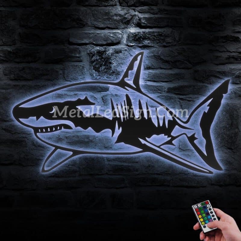 Great-White-Shark-Metal-Wall-Art-Led-Light-3-1