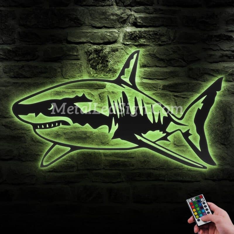 Great-White-Shark-Metal-Wall-Art-Led-Light-5-1