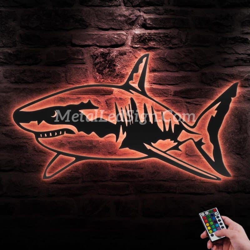 Great-White-Shark-Metal-Wall-Art-Led-Light-6