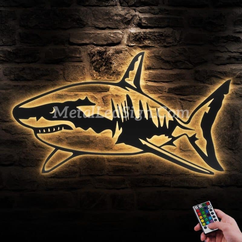 Great-White-Shark-Metal-Wall-Art-Led-Light-Images-1