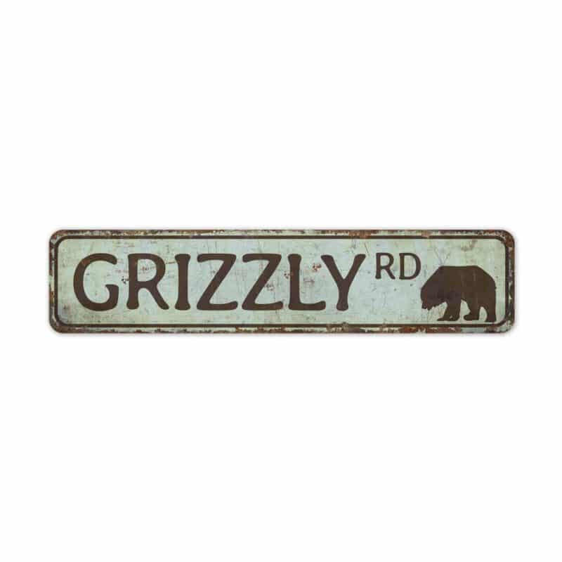 Grizzly-Road-Sign-Premium-Quality-Rustic-Metal-Sign-2