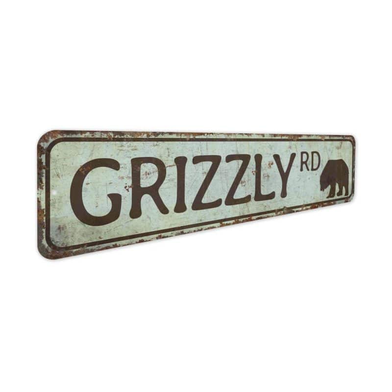 Grizzly-Road-Sign-Premium-Quality-Rustic-Metal-Sign-3