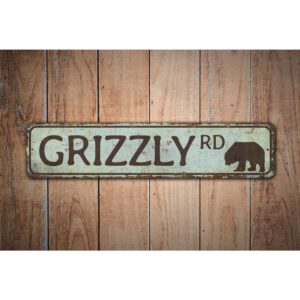 Grizzly-Road-Sign-Premium-Quality-Rustic-Metal-Sign-Images