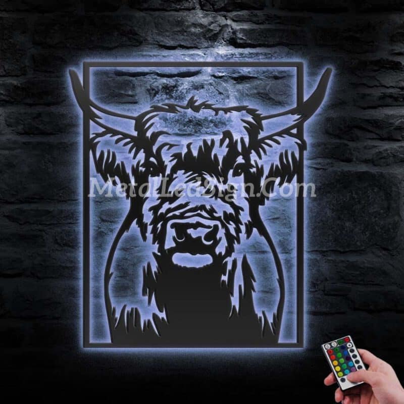 Highland-Cow-Farmhouse-Metal-Wall-Art-Led-Light-3-1