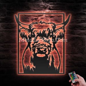 Highland-Cow-Farmhouse-Metal-Wall-Art-Led-Light-6