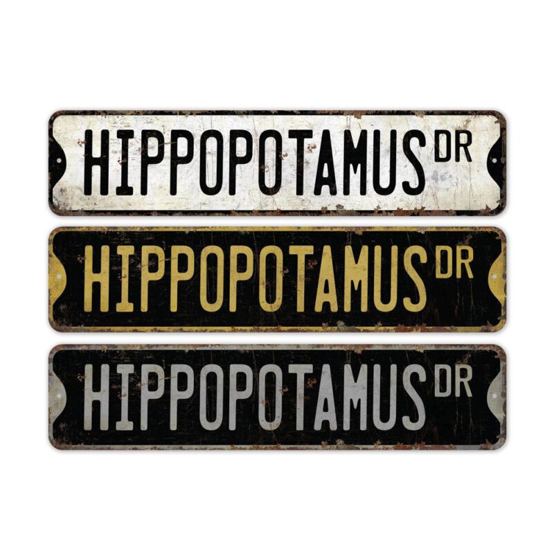 Hippopotamus-Premium-Quality-Rustic-Metal-Sign-2