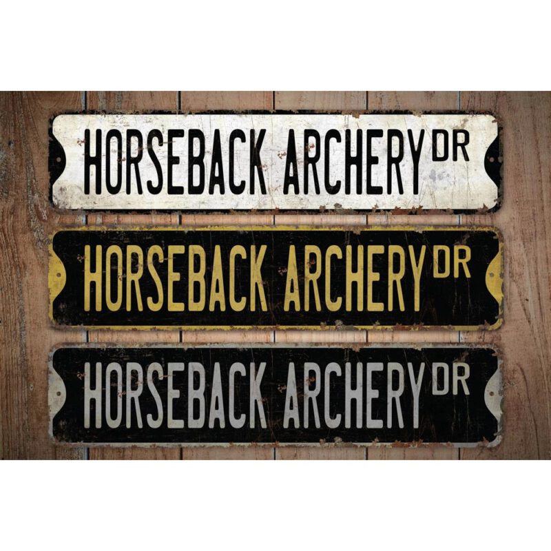 Horseback-Archery-Premium-Quality-Rustic-Metal-Sign-Images