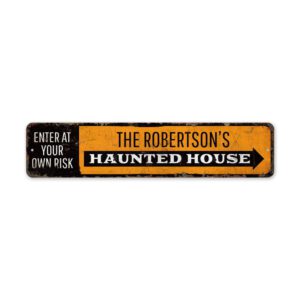 Hunted-House-Caution-Premium-Quality-Rustic-Metal-Sign-2-1