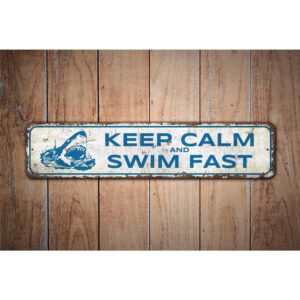 Keep-Calm-And-Swim-Fast-Sign-Premium-Quality-Rustic-Metal-Sign-Images