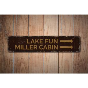 Lake-Fun-Arrow-Sign-Premium-Quality-Rustic-Metal-Sign-Images