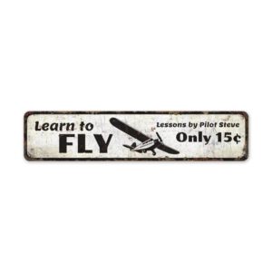 Learn-To-Fly-Sign-Premium-Quality-Rustic-Metal-Sign-2