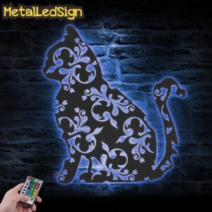 Mandala-Floral-Cat-Metal-Wall-Art-with-LED-Light-3