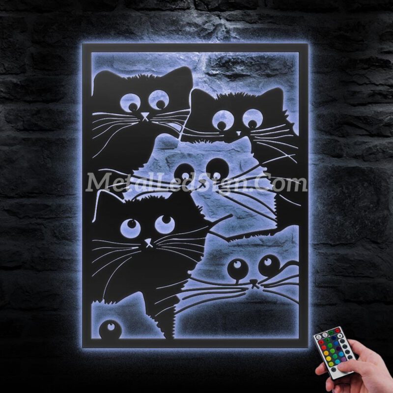 Nordic-Cats-Metal-Wall-Art-With-Led-Light-3-1