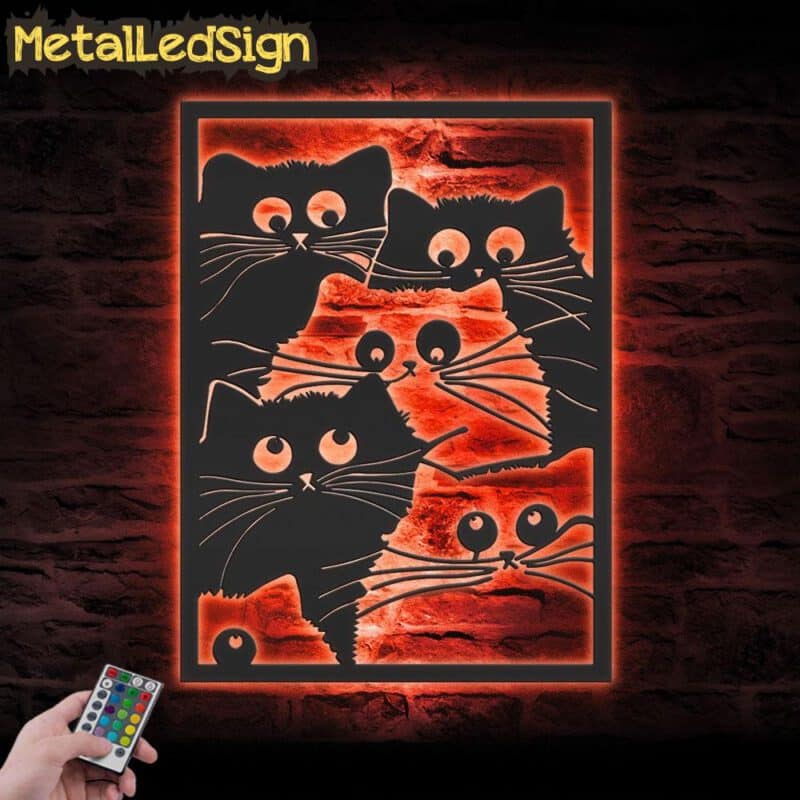 Nordic-Cats-Metal-Wall-Art-with-LED-Light-5