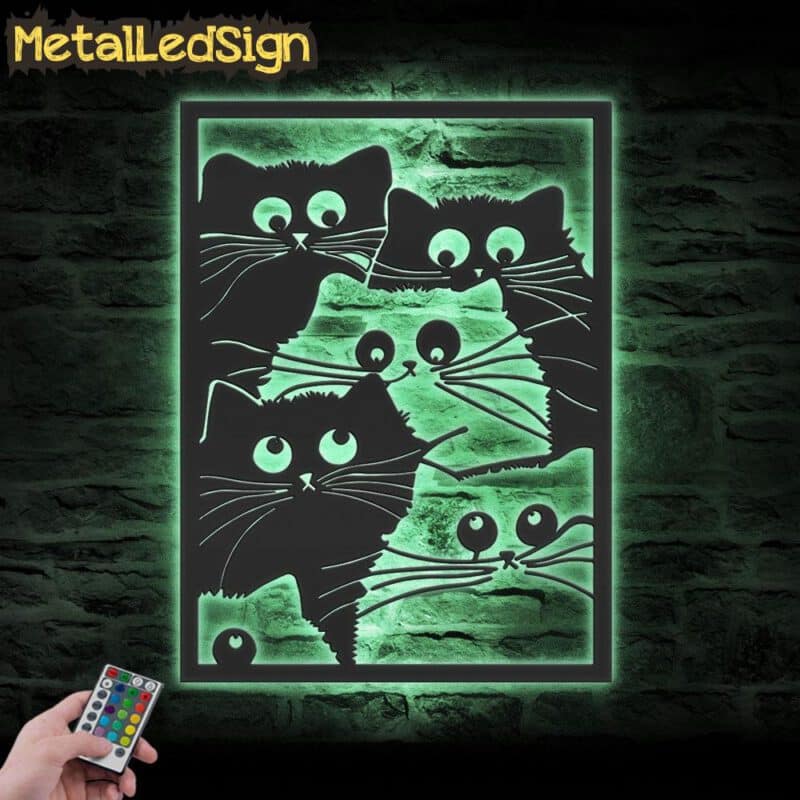 Nordic-Cats-Metal-Wall-Art-with-LED-Light-7