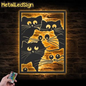 Nordic-Cats-Metal-Wall-Art-with-LED-Light-Images