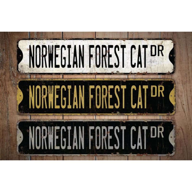 Norwegian-Forest-Cat-Premium-Quality-Rustic-Metal-Sign-Images