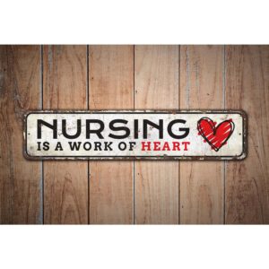 Nursing-Is-A-Work-Of-Heart-Premium-Quality-Rustic-Metal-Sign-Images