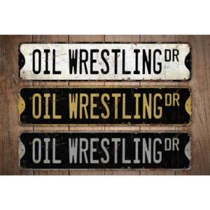 Oil-Wrestling-Premium-Quality-Rustic-Metal-Sign-Images