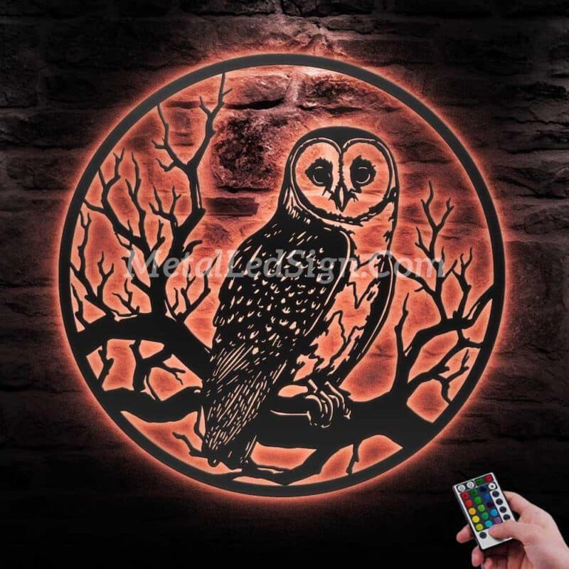 Owl-On-The-Branch-Metal-Wall-Art-With-Led-Light-5-2