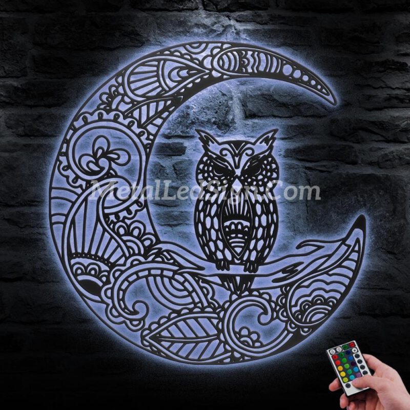 Owl-On-The-Moon-Metal-Wall-Art-With-Led-Light-3-1