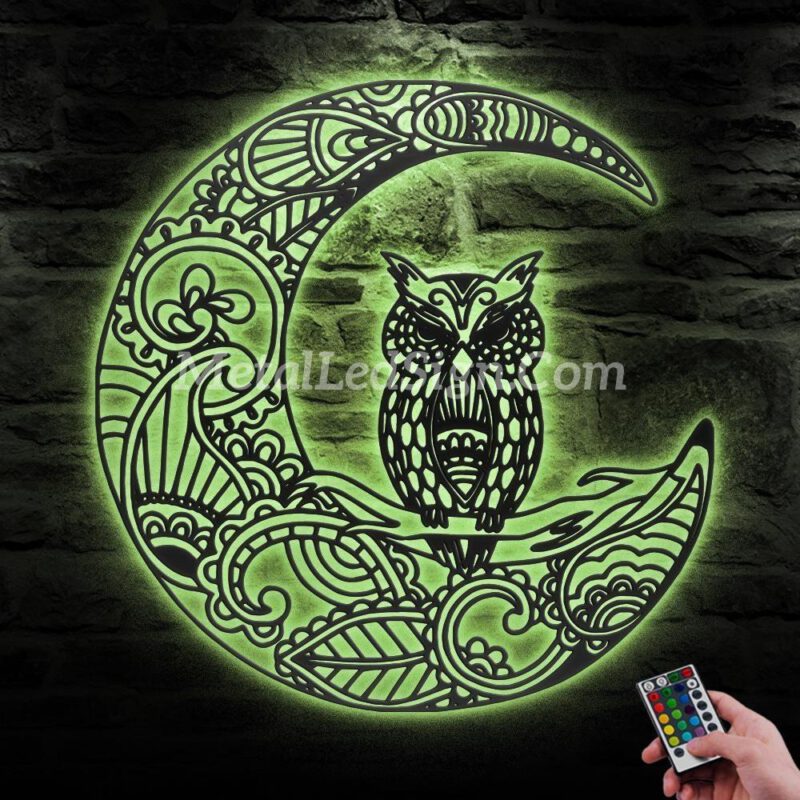 Owl-On-The-Moon-Metal-Wall-Art-With-Led-Light-6