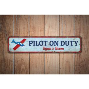 Pilot-on-Duty-Premium-Quality-Rustic-Metal-Sign-Images