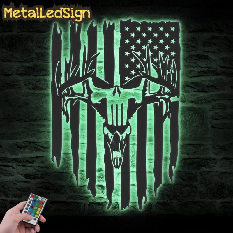 Punisher-Skull-Deer-Hunting-US-Flag-Metal-Wall-Art-LED-Light-7.jpg