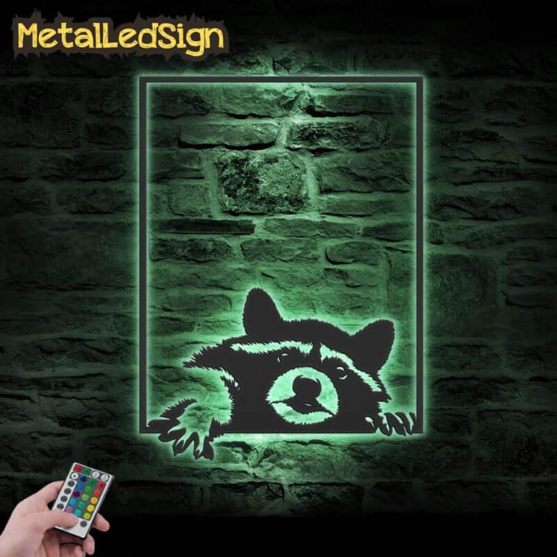 Raccoon-Metal-Wall-Art-With-Led-Light-7-2