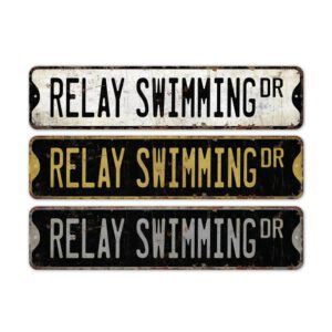 Relay-Swimming-Premium-Quality-Rustic-Metal-Sign-2