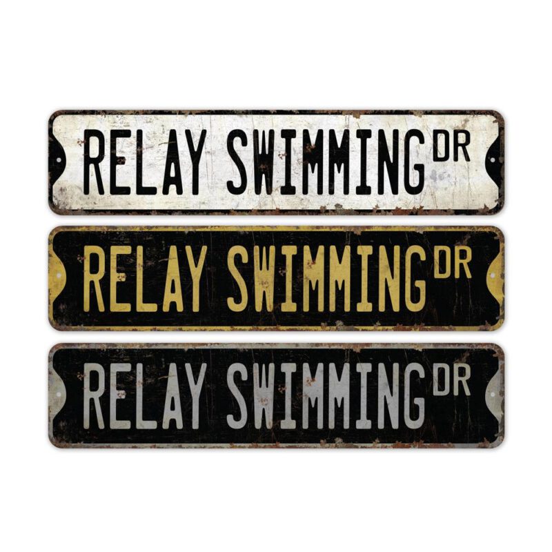 Relay-Swimming-Premium-Quality-Rustic-Metal-Sign-2