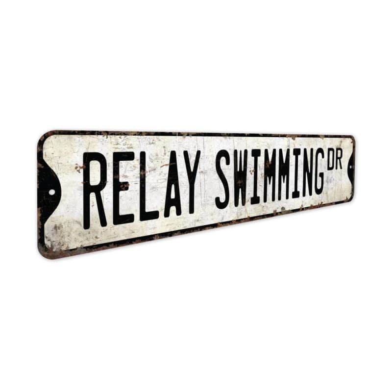 Relay-Swimming-Premium-Quality-Rustic-Metal-Sign-3