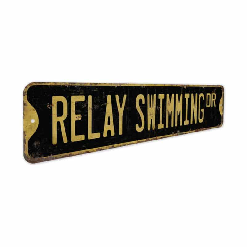 Relay-Swimming-Premium-Quality-Rustic-Metal-Sign-5