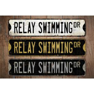 Relay-Swimming-Premium-Quality-Rustic-Metal-Sign-Images