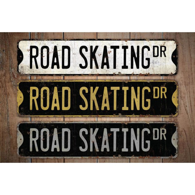 Road-Skating-Premium-Quality-Rustic-Metal-Sign-Images