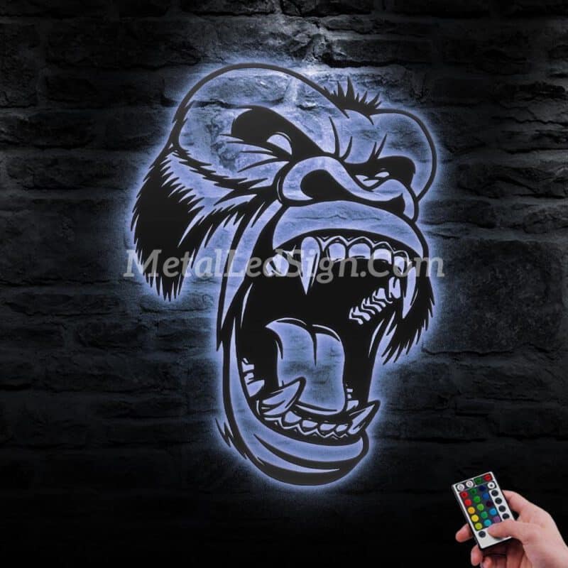 Roaring-Gorilla-Angry-Metal-Wall-Art-Led-Light-3-1