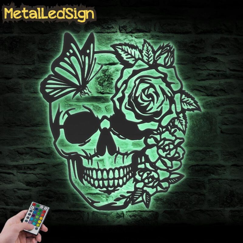 Rose-Sugar-Skull-Metal-Wall-Art-with-LED-Light-7.jpg