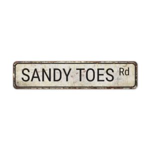 Sandy-Toes-Road-Sign-Premium-Quality-Rustic-Metal-Sign-2