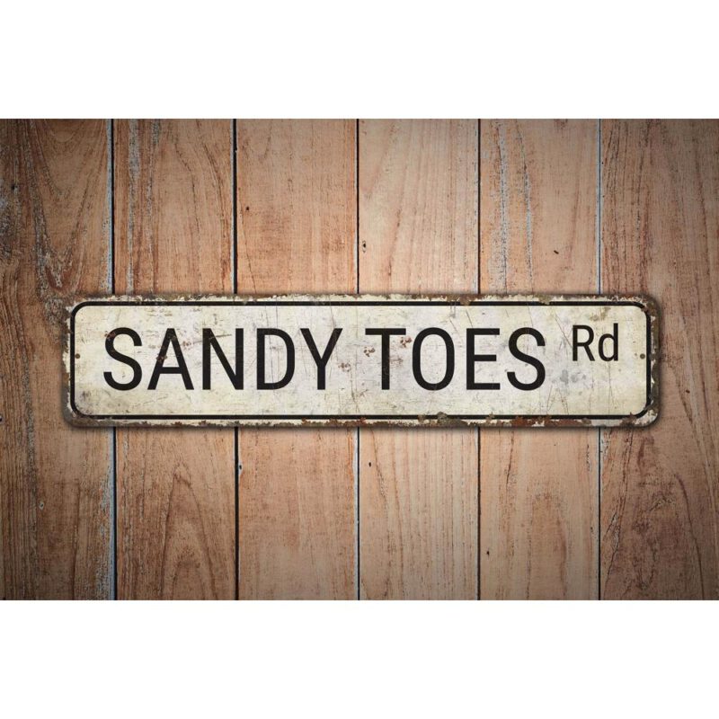 Sandy-Toes-Road-Sign-Premium-Quality-Rustic-Metal-Sign-Images