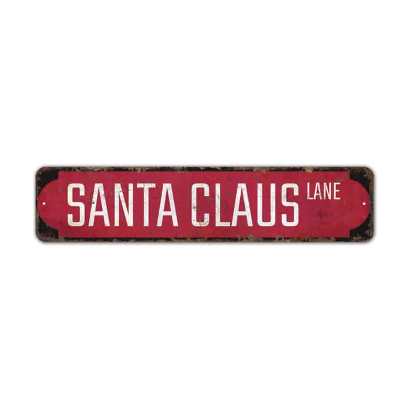 Santa-Claus-Lane-Sign-Premium-Quality-Rustic-Metal-Sign-2